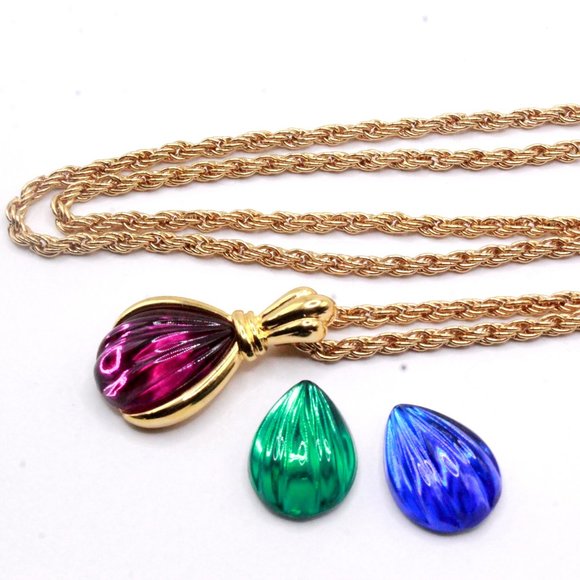 Kenneth Jay Lane KJL Signed Designer Interchgeable Magnetic Pendant Necklace - Picture 6 of 8